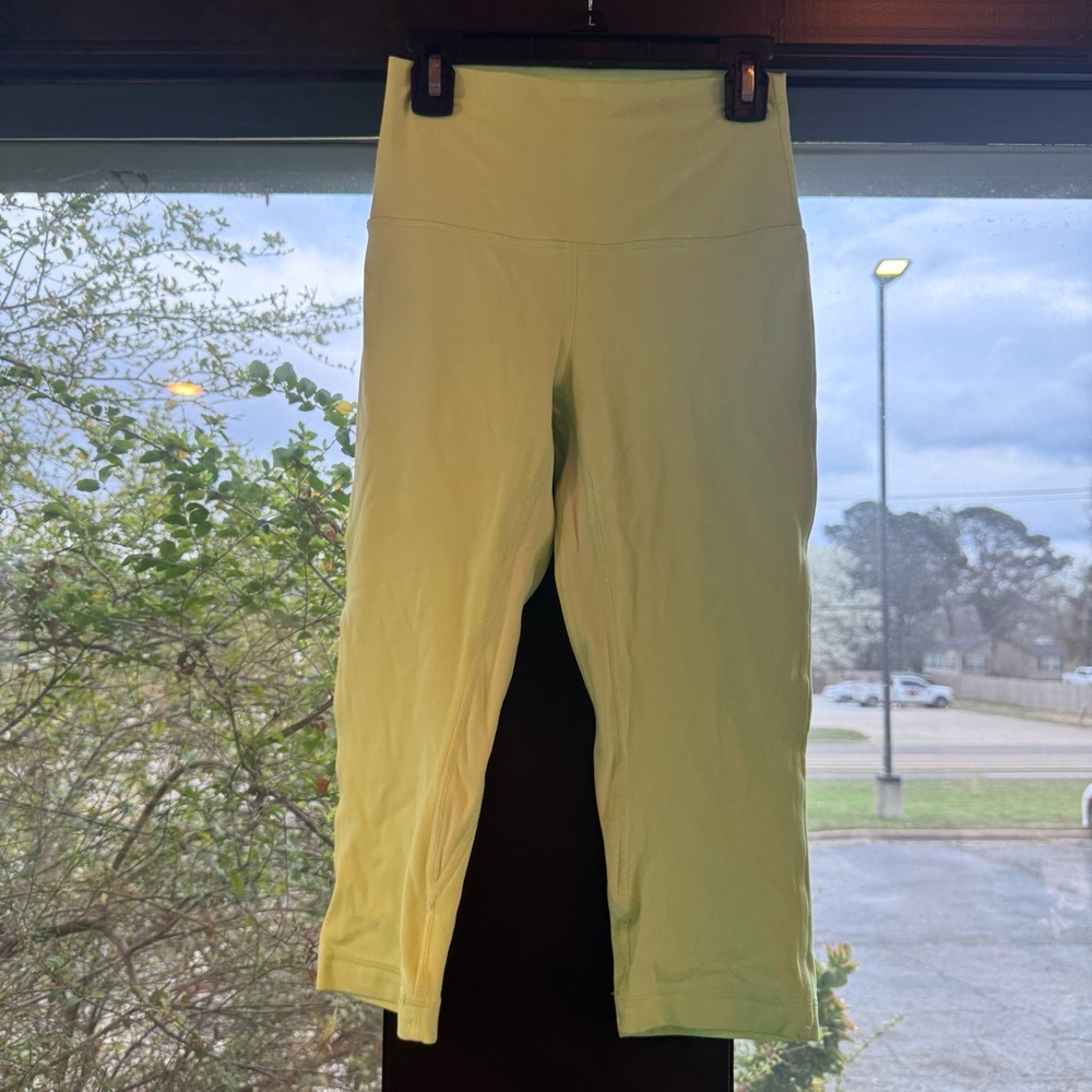 Highlighter Yellow High-Waisted Cropped Lululemon Leggings